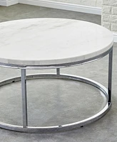 Steve Silver Echo 36" Round Marble and Chrome Cocktail Table