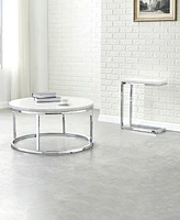 Steve Silver Echo 10" x 20" Marble and Chrome Chairside Table