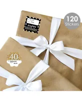 Adult 40th Birthday Gold Assorted To & From Stickers 12 Sheets 120 Stickers