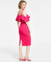 Rachel Roy Off The Shoulder V-Neck Ruffle Dress