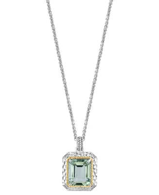 Effy Green Quartz (5-5/8 ct. t.w.) & Diamond Accent 18" Pendant Necklace in Sterling Silver & 14k Gold-Plate