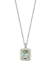 Effy Green Quartz (5-5/8 ct. t.w.) & Diamond Accent 18" Pendant Necklace in Sterling Silver & 14k Gold-Plate