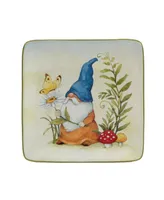 Certified International Garden Gnomes Set of 4 Canape Plates 6"