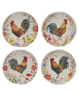 Certified International Floral Rooster Set of 4 Salad Plate 9"