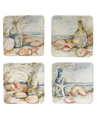 Certified International Coastal Landscape Set of 4 Canape Plates, 6"