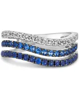 Le Vian Denim Ombre Sapphire (5/8 ct. t.w.) & White Sapphire (1/3 ct. t.w.) Triple Row Ring in 14k White Gold