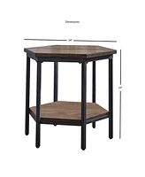 Steve Silver Ultimo 24" Hexagonal Wood and Iron End Table