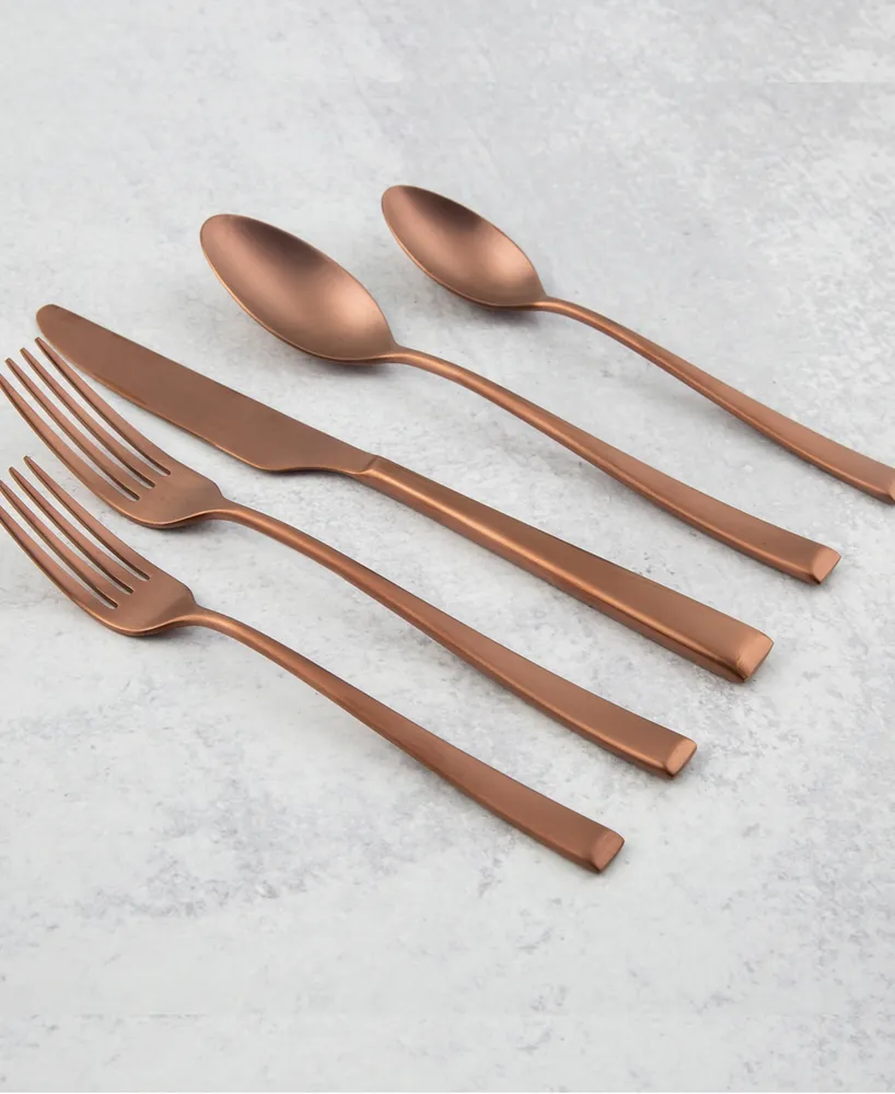 Cambridge Silversmiths Marlise Copper Satin 20 Piece 18/10 Stainless Steel Flatware Set, Service for 4