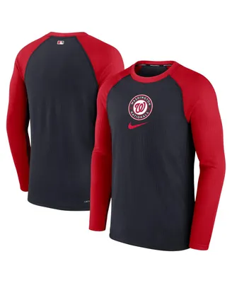 Men's Nike Navy Washington Nationals Authentic Collection Game Raglan Performance Long Sleeve T-shirt