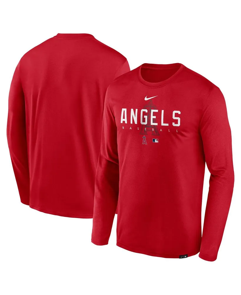 Men's Nike Red Los Angeles Angels Authentic Collection Team Logo Legend Performance Long Sleeve T-shirt