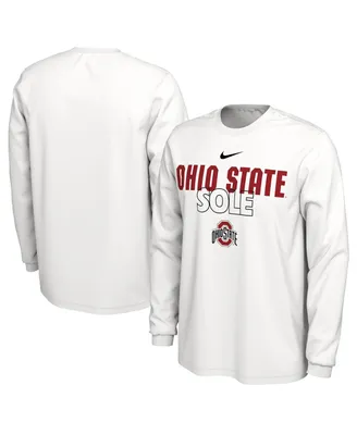 Men's Nike White Ohio State Buckeyes On Court Long Sleeve T-shirt