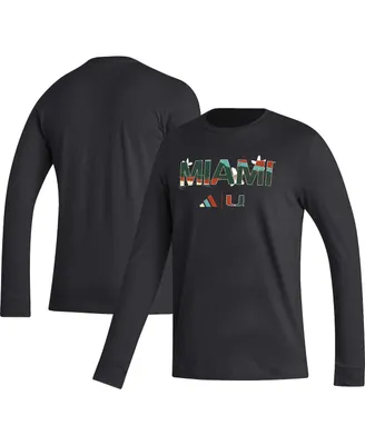 Men's adidas Black Miami Hurricanes Honoring Excellence Long Sleeve T-shirt