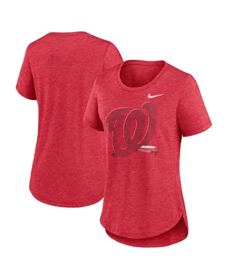 Women's Nike Heather Red Washington Nationals Touch Tri-Blend T-shirt