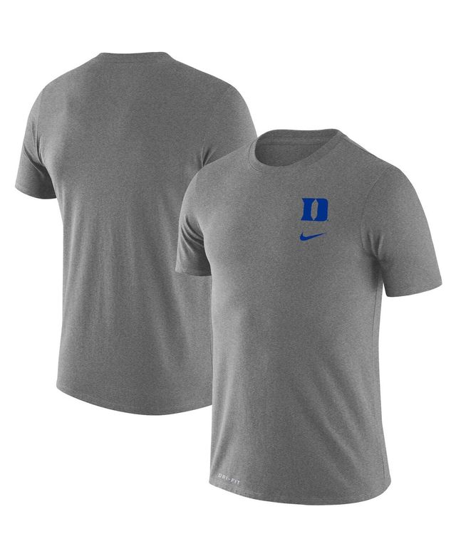 Men's Nike Heathered Gray Duke Blue Devils Logo Stack Legend Performance T-shirt