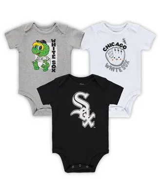 Infant Boys and Girls Black, White, Heathered Gray Chicago White Sox 3-Pack Change Up Bodysuit Set
