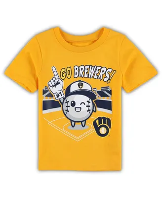 Toddler Boys and Girls Gold Milwaukee Brewers Ball Boy T-shirt