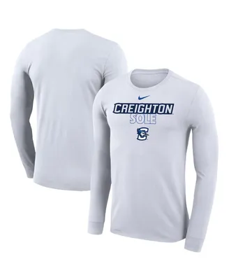 Men's Nike White Creighton Bluejays On Court Bench Long Sleeve T-shirt