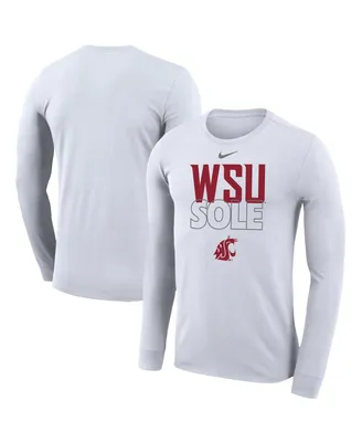 Men's Nike White Washington State Cougars On Court Bench Long Sleeve T-shirt