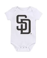 Newborn and Infant Boys Girls Gold, Brown, White San Diego Padres Minor League Player Three-Pack Bodysuit Set