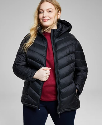 Charter Club Plus Packable Hooded Puffer Coat