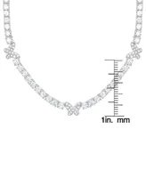 Macy's Cubic Zirconia Butterfly and Round Tennis Necklace 18" in 14K Gold Plated or Fine Silver Plate