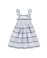 Hope & Henry Little Girls Flutter Sleeve Smocked Linen Dress