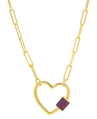 Lab-Grown Pink Sapphire Cylindrical Cluster 18" Pendant Necklace (1/3 ct. t.w.) in 14k Gold-Plated Sterling Silver