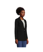 Lands' End Women's Fine Gauge Cotton Button Front Blazer Sweater