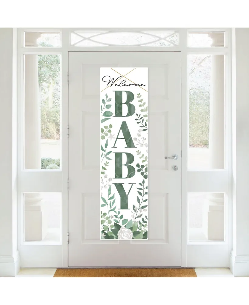Boho Botanical Baby Greenery Baby Shower Front Door Decoration Vertical Banner