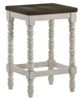 Furniture of America Hollia Farmhouse 2 Piece Solid Wood Counter Height Stools Set