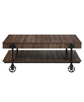 Furniture of America Luther 2 Piece Steel Industrial Coffee End Table Set