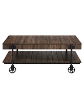 Furniture of America Luther 3 Piece Steel Industrial Coffee End Table Set