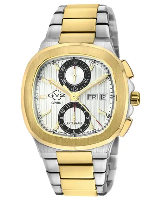 GV2 by Gevril Men's Potente Chronograph Swiss Automatic Two-Tone Stainless Steel Watch 40mm