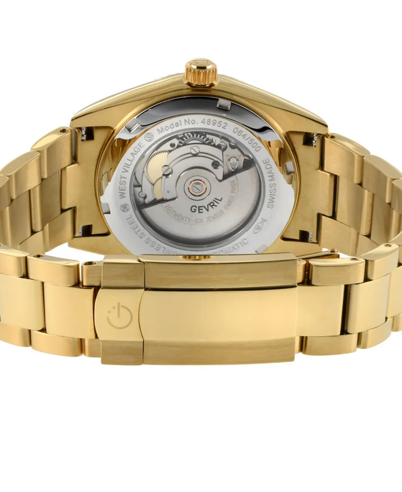 Gevril Men's West Village Swiss Automatic Gold-Tone Stainless Steel Watch 40mm