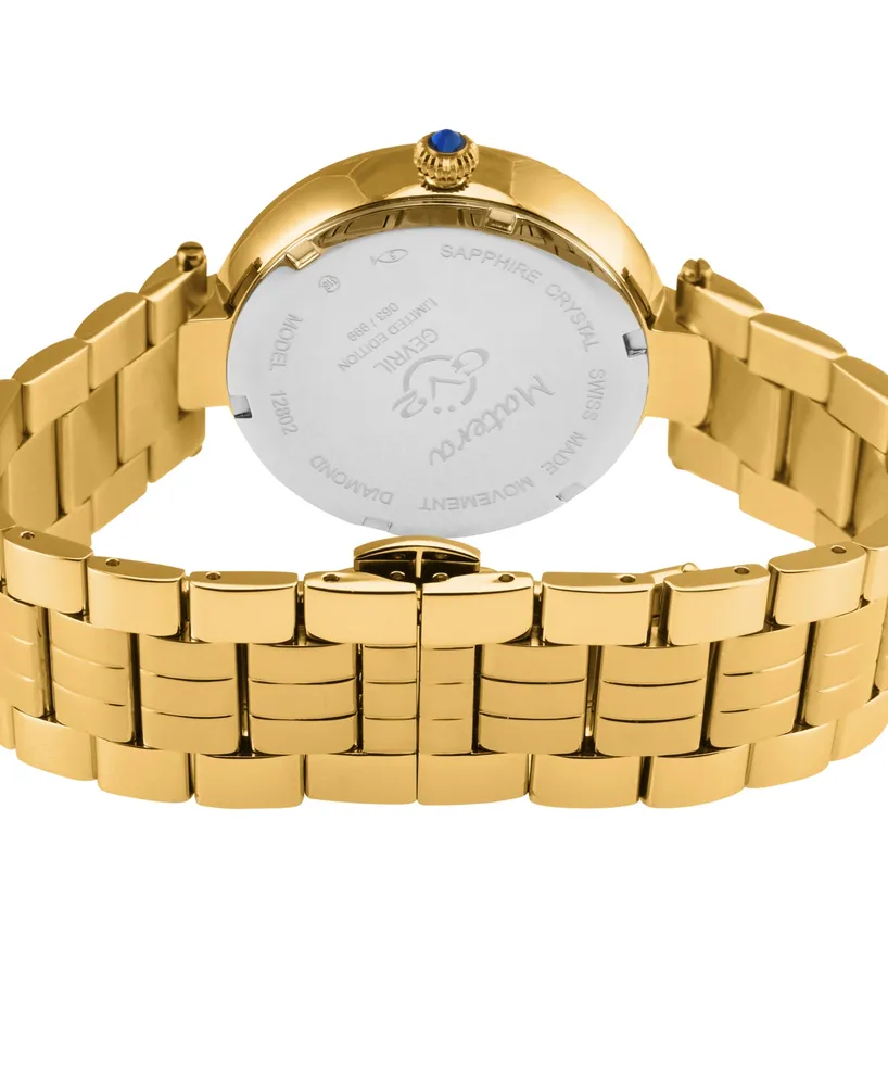 GV2 by Gevril Women's Matera Swiss Quartz Gold-Tone Stainless Steel Watch 35mm