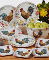 Certified International Floral Rooster Set of 4 Canape Plates, 6"