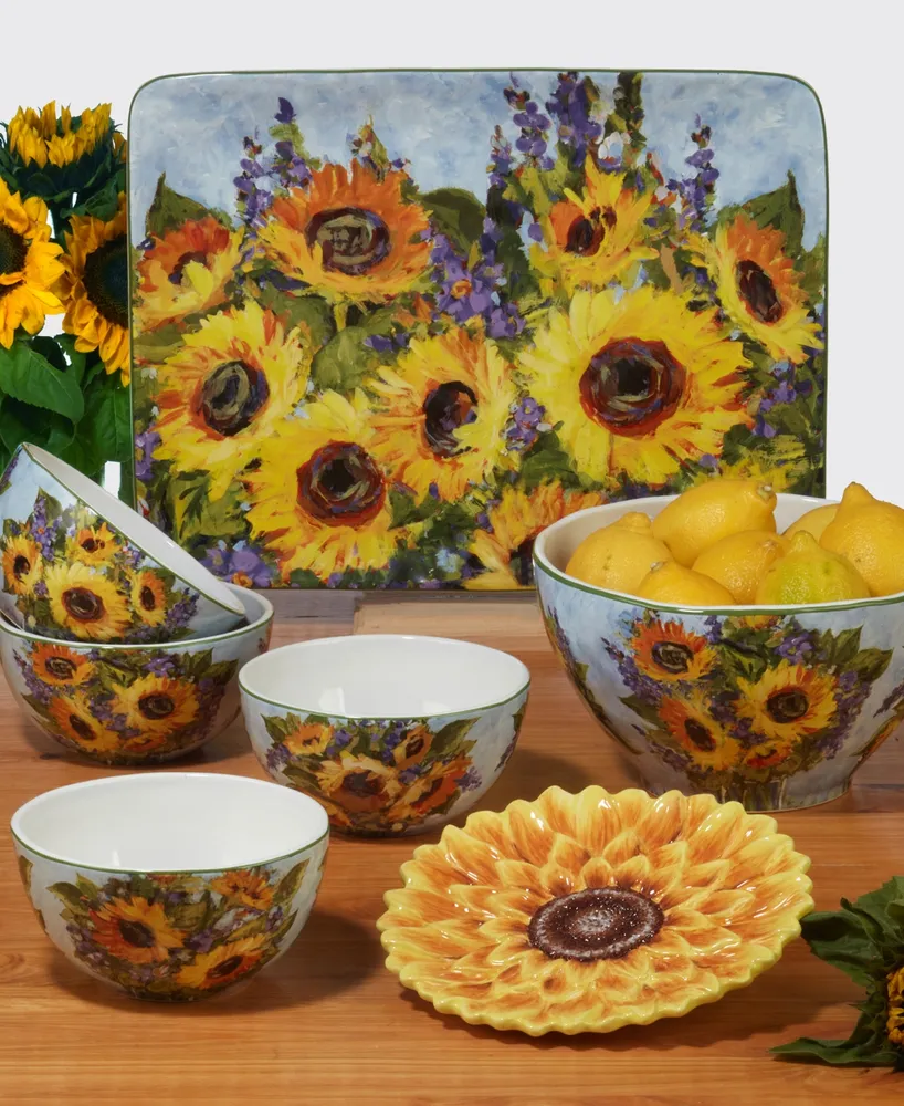 Certified International Sunflower Bouquet Set of 4 Ice Cream Bowl