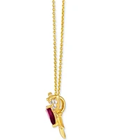 Le Vian Raspberry Rhodolite (7/8 ct. t.w.) & Nude Diamond (1/6 ct. t.w.) Hummingbird Pendant Necklace in 14k Gold, 18" + 2" extender