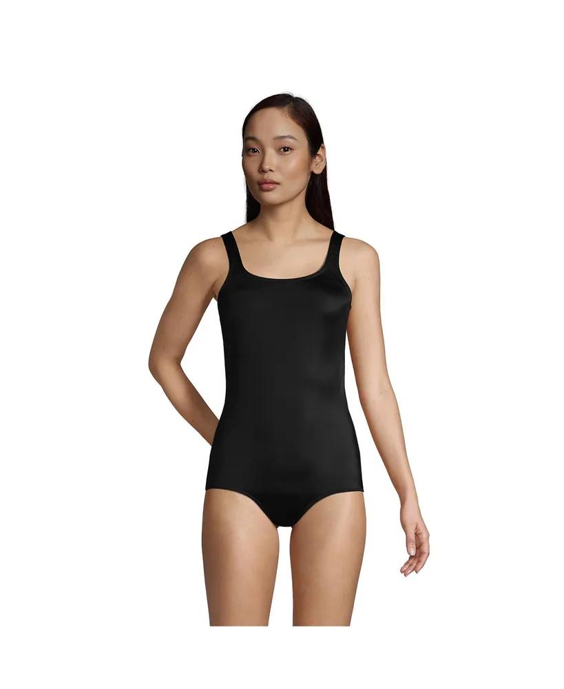 Lands' End Women's Long Tummy Control Scoop Neck Soft Cup Tugless One Piece  Swimsuit
