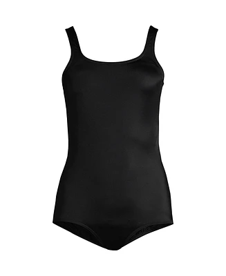 Lands' End Women's Long Tummy Control Chlorine Resistant Soft Cup Tugless One Piece Swimsuit