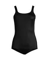 Lands' End Women's Long Tummy Control Chlorine Resistant Soft Cup Tugless One Piece Swimsuit