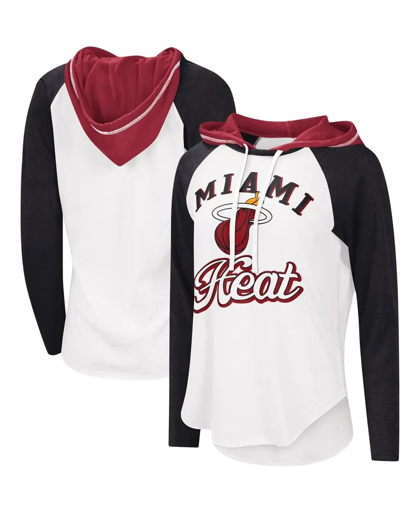 Women's G-iii 4Her by Carl Banks White Miami Heat Mvp Raglan Hoodie Long Sleeve T-shirt