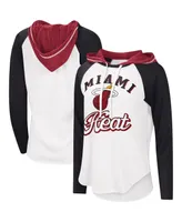 Women's G-iii 4Her by Carl Banks White Miami Heat Mvp Raglan Hoodie Long Sleeve T-shirt