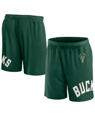 Men's Fanatics Hunter Green Milwaukee Bucks Free Throw Mesh Shorts
