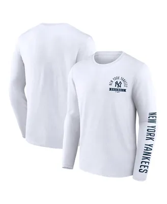 Men's Fanatics White New York Yankees Pressbox Long Sleeve T-shirt