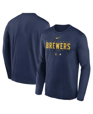 Men's Nike Navy Milwaukee Brewers Authentic Collection Team Logo Legend Performance Long Sleeve T-shirt