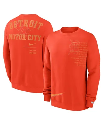 Men's Nike Orange Detroit Tigers Statement Ball Game Fleece Pullover Sweatshirt