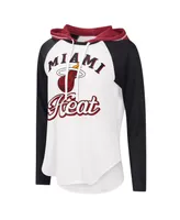 Women's G-iii 4Her by Carl Banks White Miami Heat Mvp Raglan Hoodie Long Sleeve T-shirt