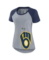 Women's Nike Heather Gray Milwaukee Brewers Summer Breeze Raglan Fashion T-shirt