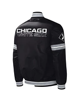 Men's Starter Black Chicago White Sox Midfield Satin Full-Snap Varsity Jacket